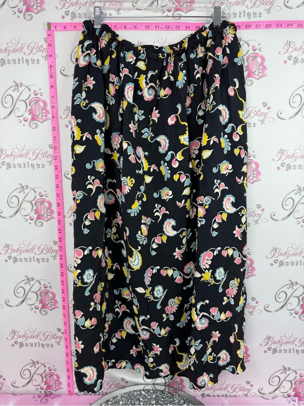 Skirt flowers vintage flowy Black Floral Print Maxi Skirt - Women's